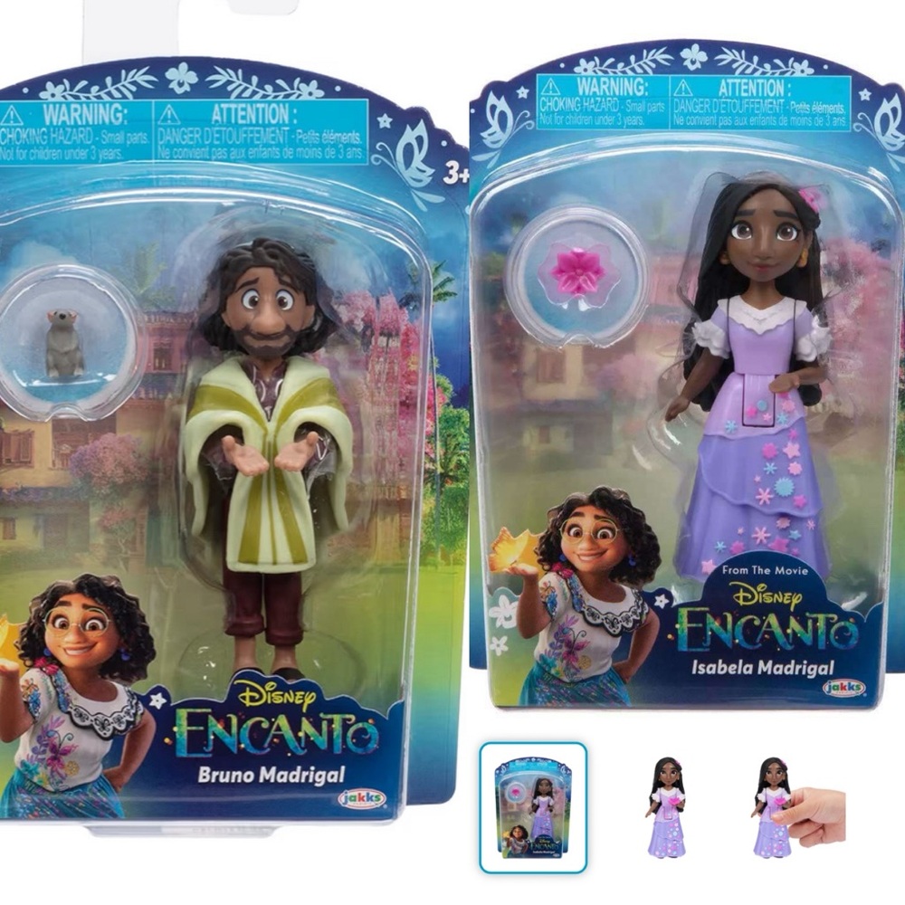 Disney Encanto Bruno and Isabela Dolls in Green and Purple